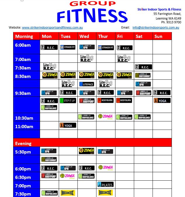 group fitness timetable march 2015